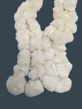 Genuine Rabbit Fur Pom Pom Scarf Winter Accessory New York & Company